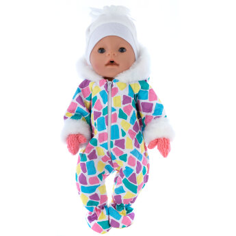 Зимний прогулочный костюм с варежками для куклы Baby Born ростом 43 см