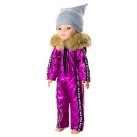 Зимний комбинезон фуксия с мехом и шапка для кукол Paola Reina 32 см