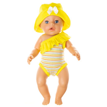 Купальник с жёлтой панамой для куклы Baby Born ростом 43 см