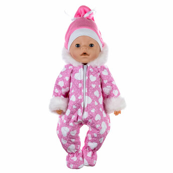 Зимний розовый комбинезон для куклы Baby Born ростом 43 см